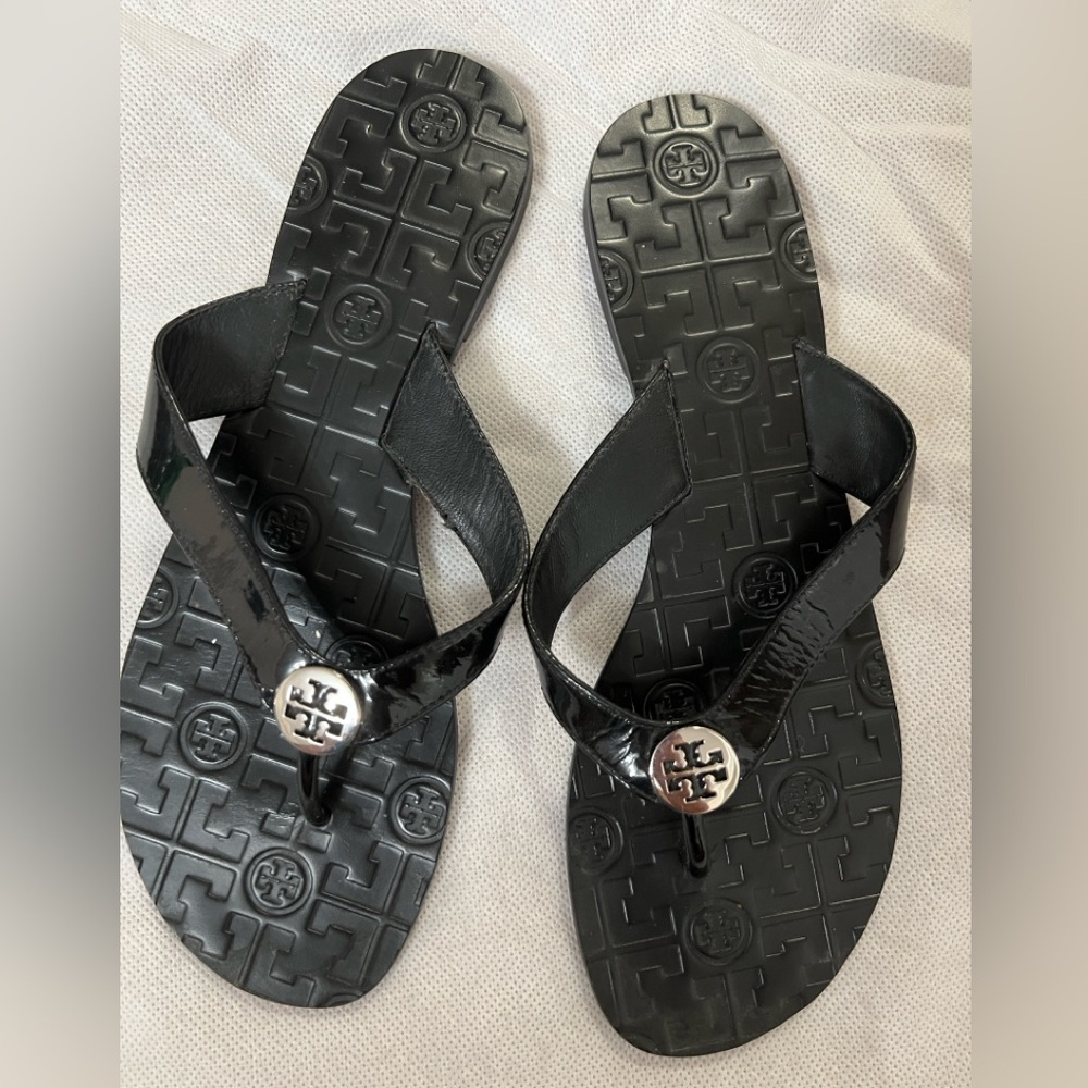 Tory Burch Black Patent Leather Sandal